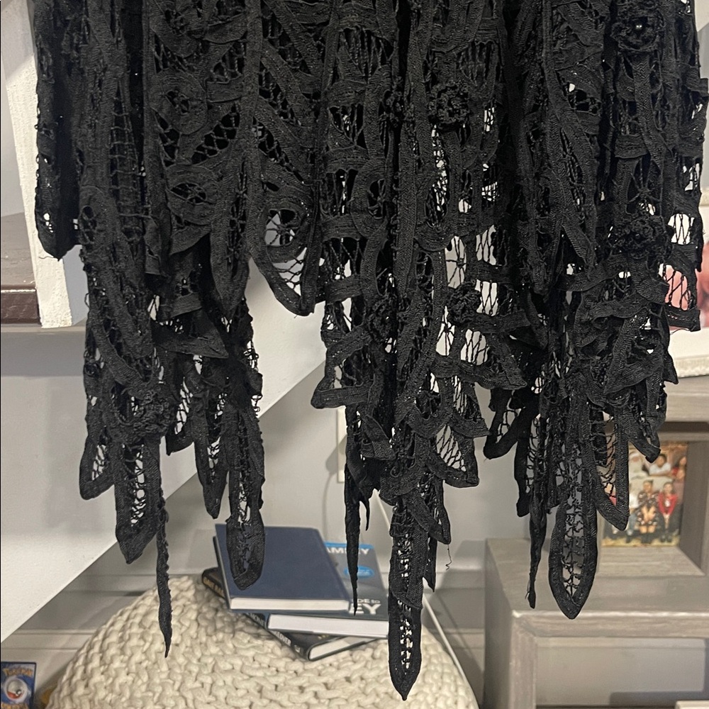 Sue Wong Beaded‎ Sequin Black Cocktail Dress Size 8 V Neck Vintage Fairycore - Picture 4 of 8
